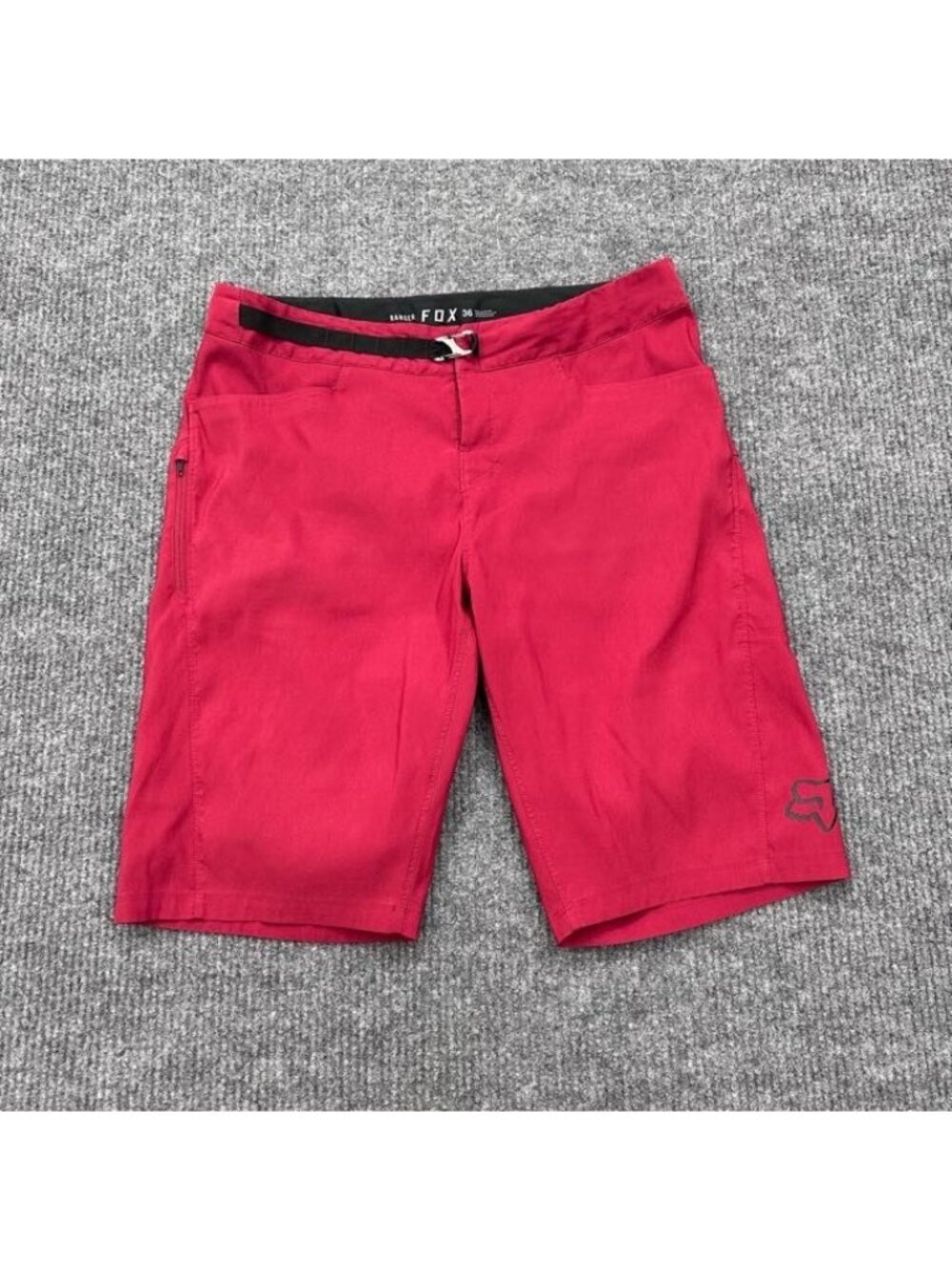 Fox Racing Ranger Red Mountain Bike Shorts Zipper Pocket Adjustable Belt Mens 36